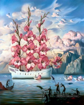 Tableaux abstraits célèbres œuvres - navire moderne contemporain 08 surréalisme de fleurs